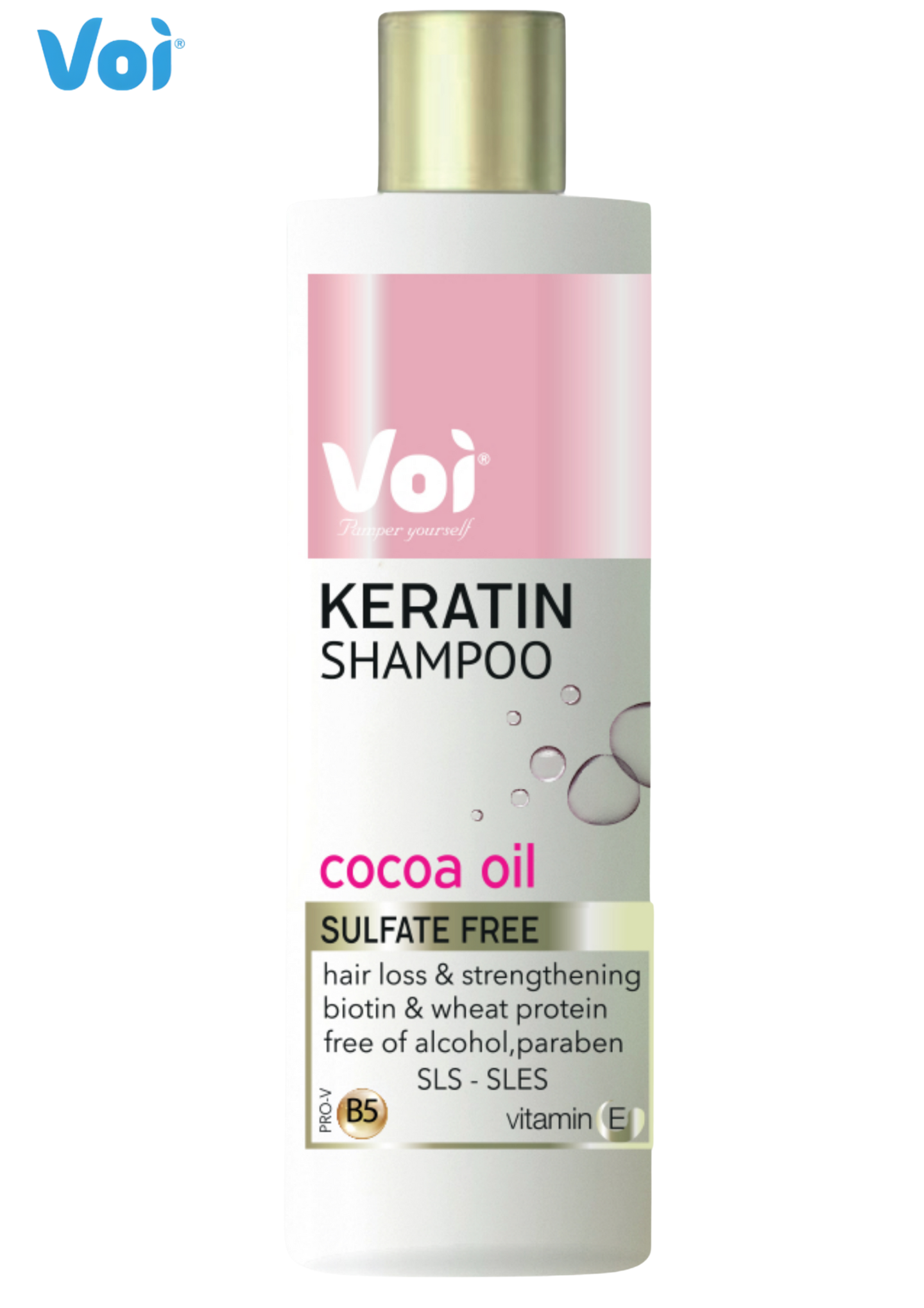 Voi - Keratin Shampoo - Cocoa Oil (Sulfate Free) - Hair Loss & Strengthening (400ml)
